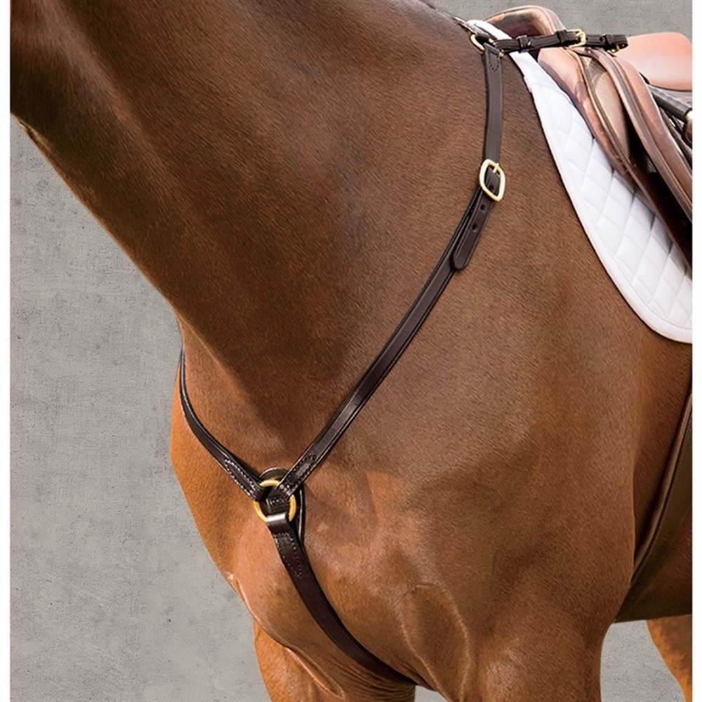 Leather Flat Breastplate Chocolate Brown Equestrian Tack Horse
